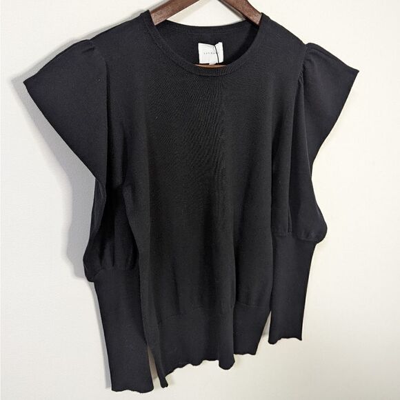 NWT Sundays Black Plum Gathered Shoulder Sweater - Picture 3 of 7